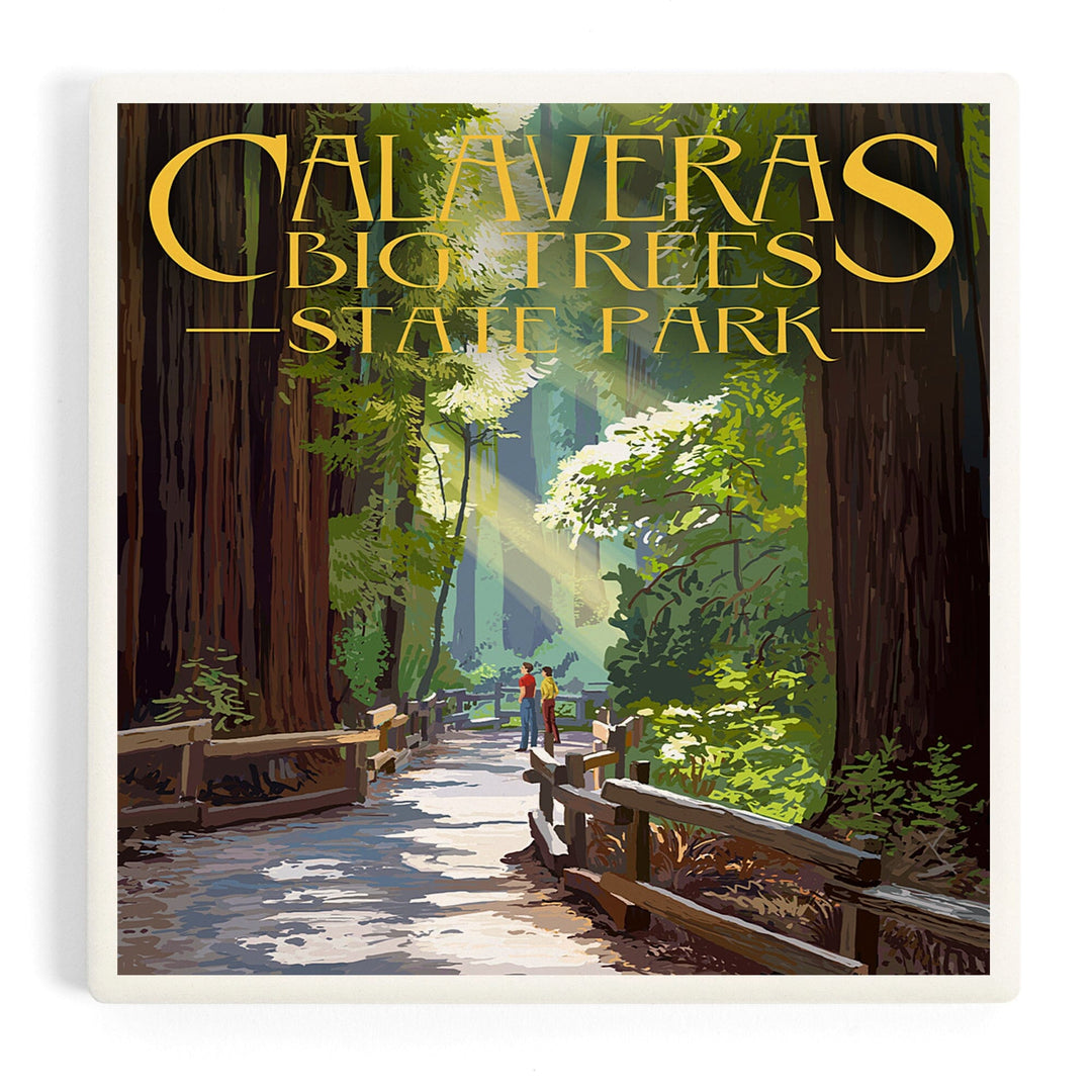 Calaveras Big Trees State Park, California, Pathway in Trees, Coasters Coasters Lantern Press Coaster