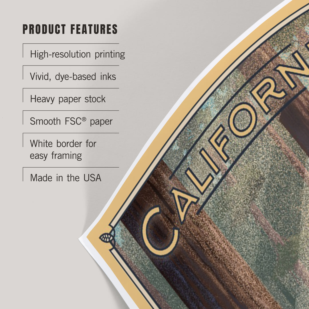 California, Deer in Forest, Lithograph, Art & Giclee Prints Art Lantern Press