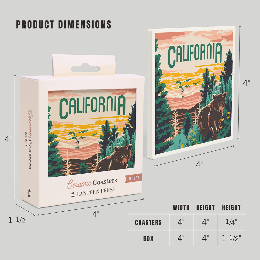 California, Explorer Series, Bear, Coasters Coasters Lantern Press