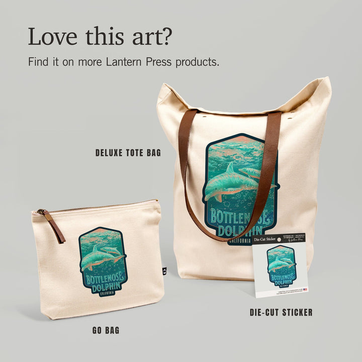 California, Fluid Linework, Bottlenose Dolphin, Contour, Vinyl Sticker Sticker Lantern Press