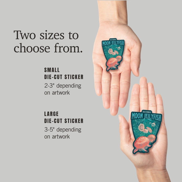 California, Fluid Linework, Moon Jellyfish, Contour, Vinyl Sticker Sticker Lantern Press