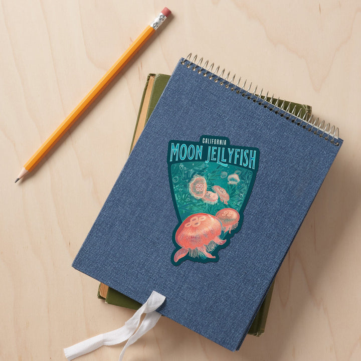 California, Fluid Linework, Moon Jellyfish, Contour, Vinyl Sticker Sticker Lantern Press