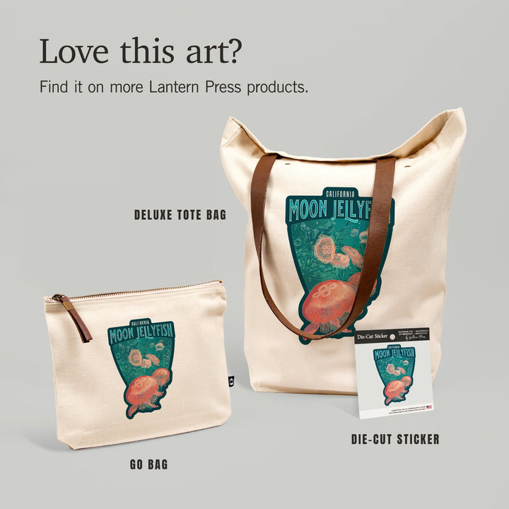 California, Fluid Linework, Moon Jellyfish, Contour, Vinyl Sticker Sticker Lantern Press