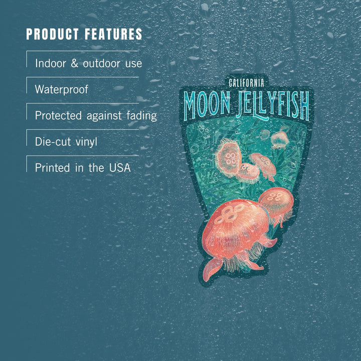 California, Fluid Linework, Moon Jellyfish, Contour, Vinyl Sticker Sticker Lantern Press