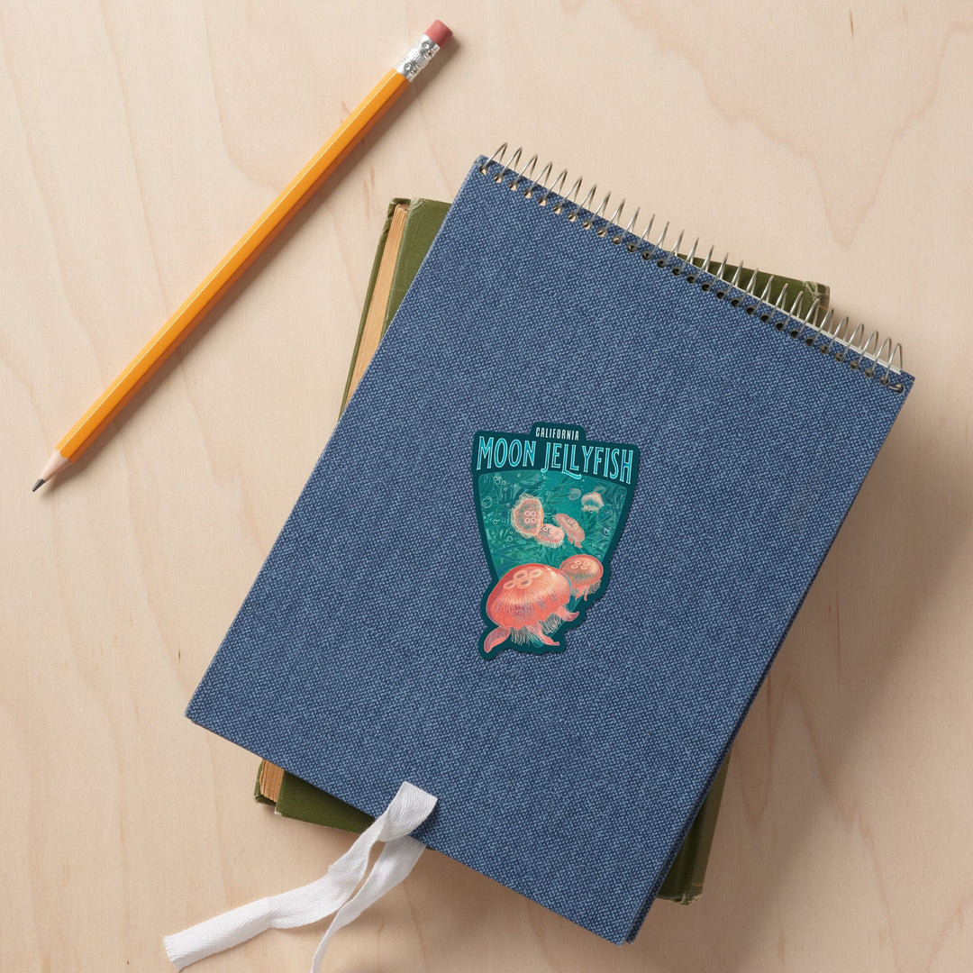 California, Fluid Linework, Moon Jellyfish, Contour, Vinyl Sticker Sticker Lantern Press