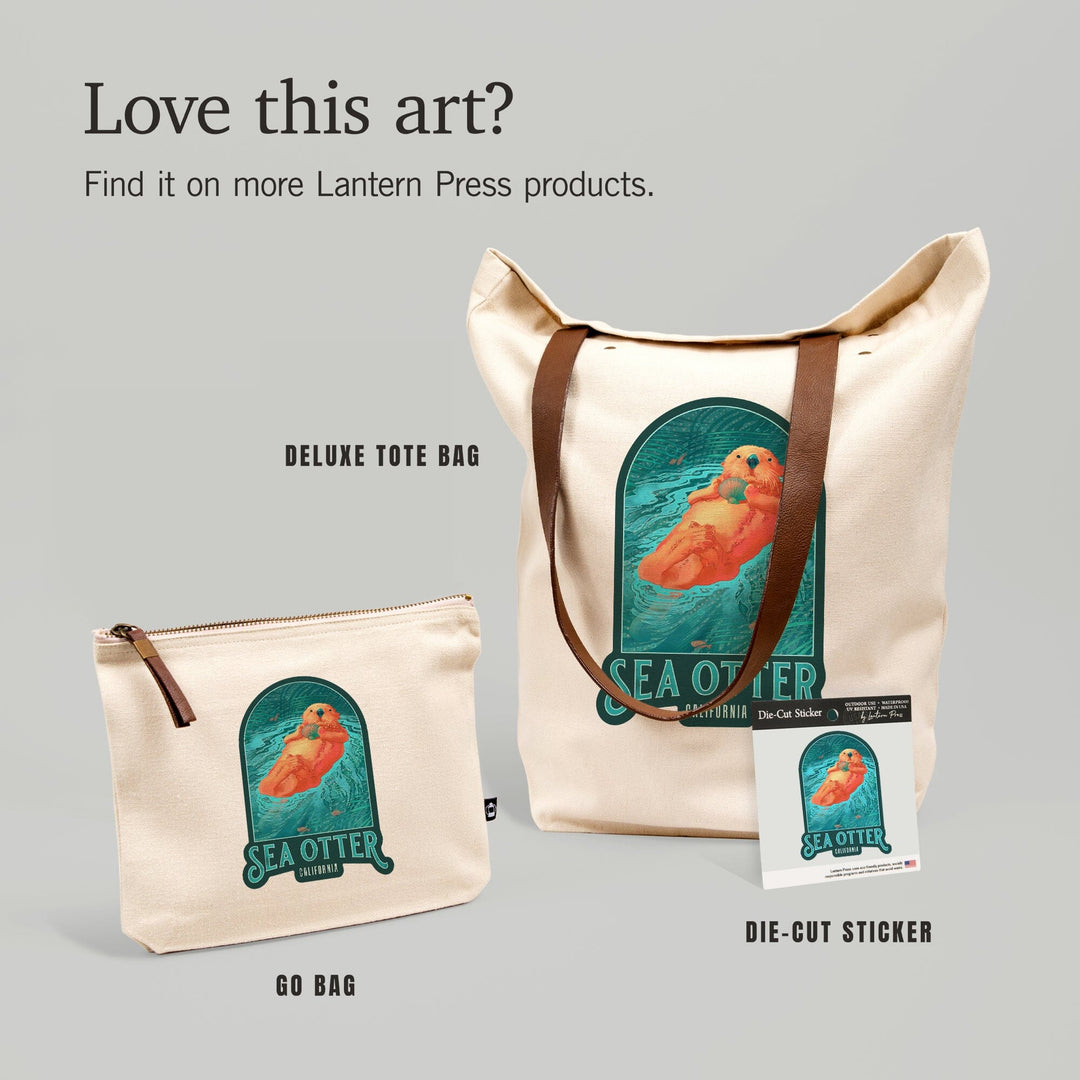 California, Fluid Linework, Sea Otter, Contour, Vinyl Sticker Sticker Lantern Press