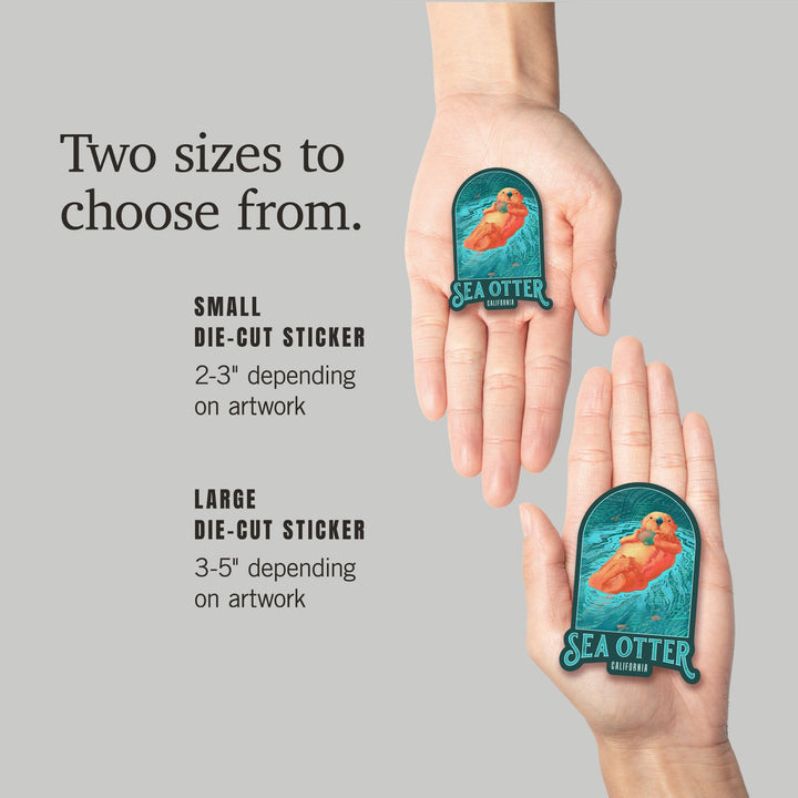California, Fluid Linework, Sea Otter, Contour, Vinyl Sticker Sticker Lantern Press