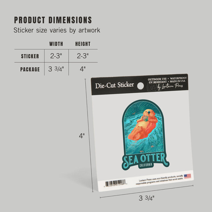 California, Fluid Linework, Sea Otter, Contour, Vinyl Sticker Sticker Lantern Press