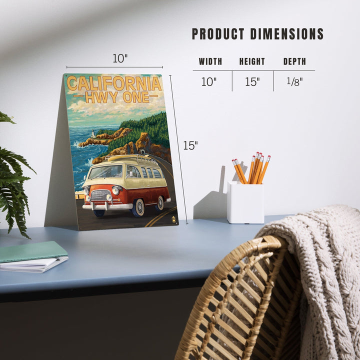 California Highway One, Camper Van, Lantern Press Artwork, Wood Signs and Postcards - Lantern Press