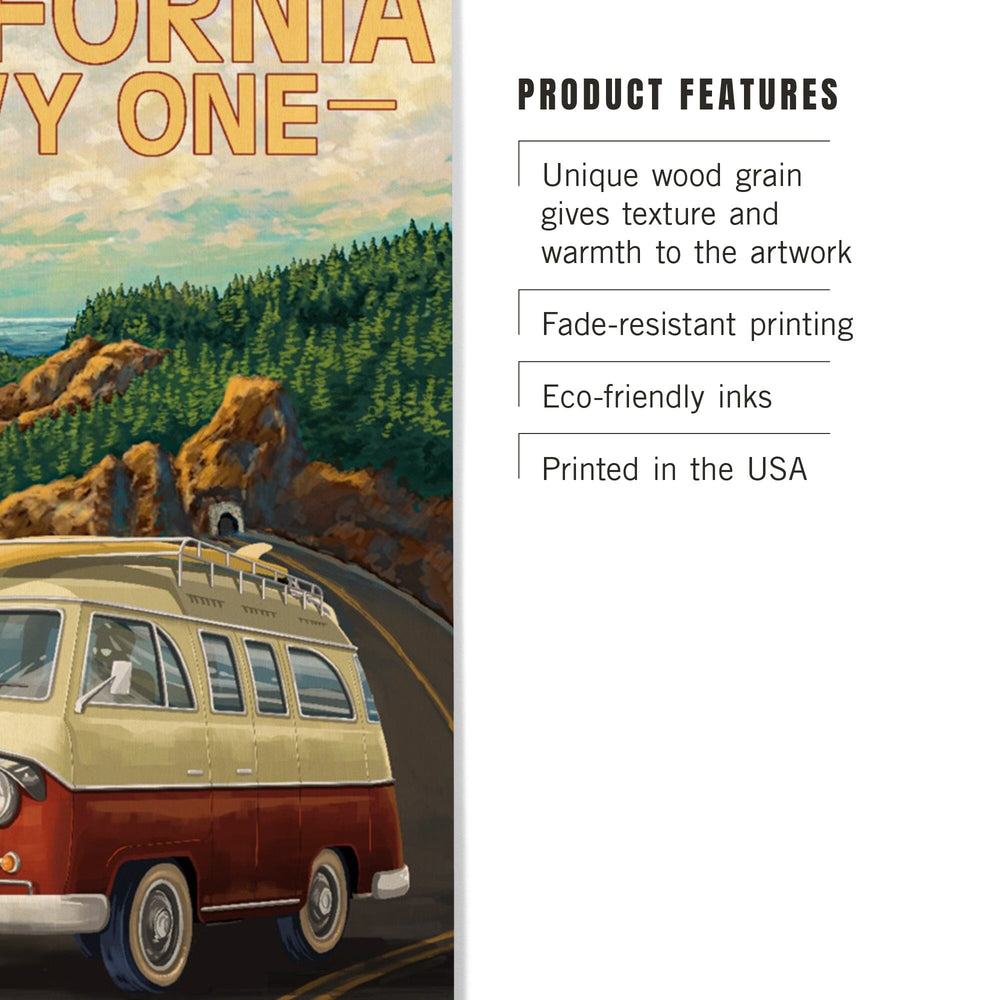 California Highway One, Camper Van, Lantern Press Artwork, Wood Signs and Postcards - Lantern Press