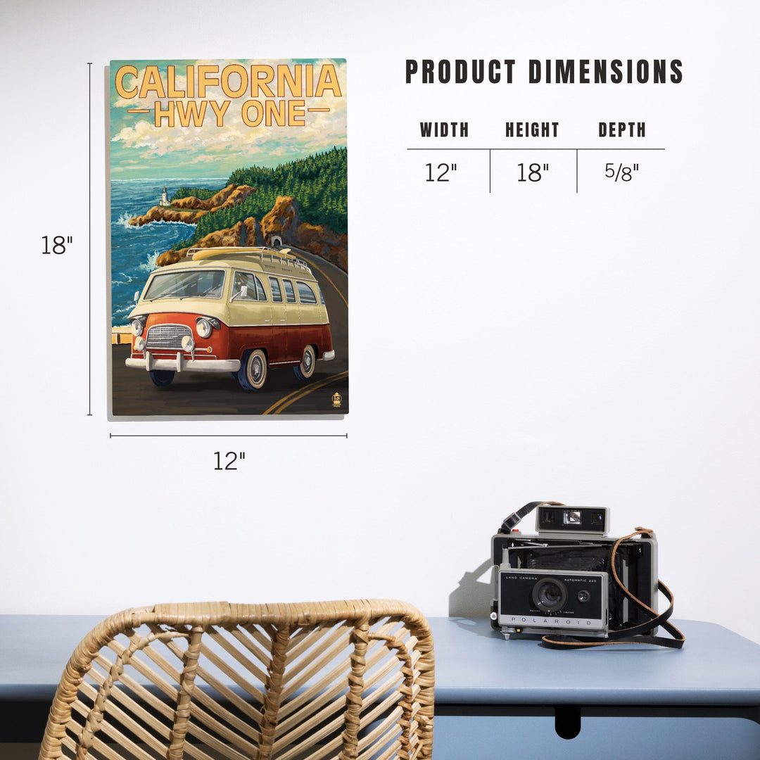 California Highway One, Camper Van, Lantern Press Artwork, Wood Signs and Postcards - Lantern Press