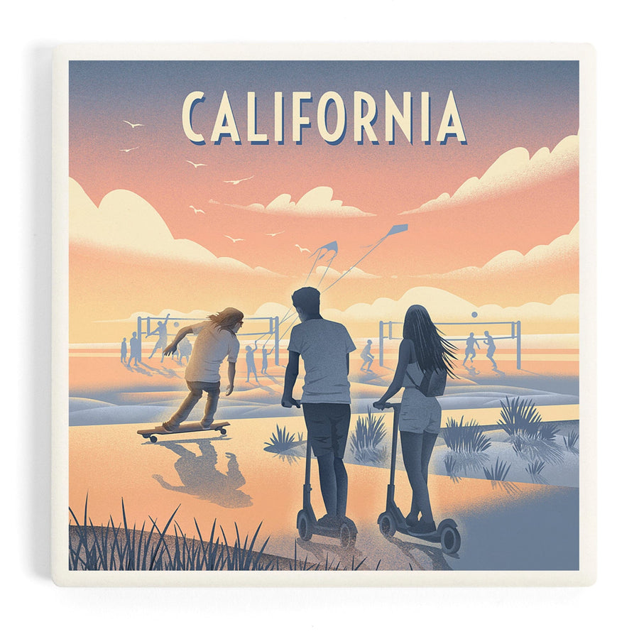 California, Lithograph, Enjoy the Ride, Longboards and Scooters, Coasters Coasters Lantern Press