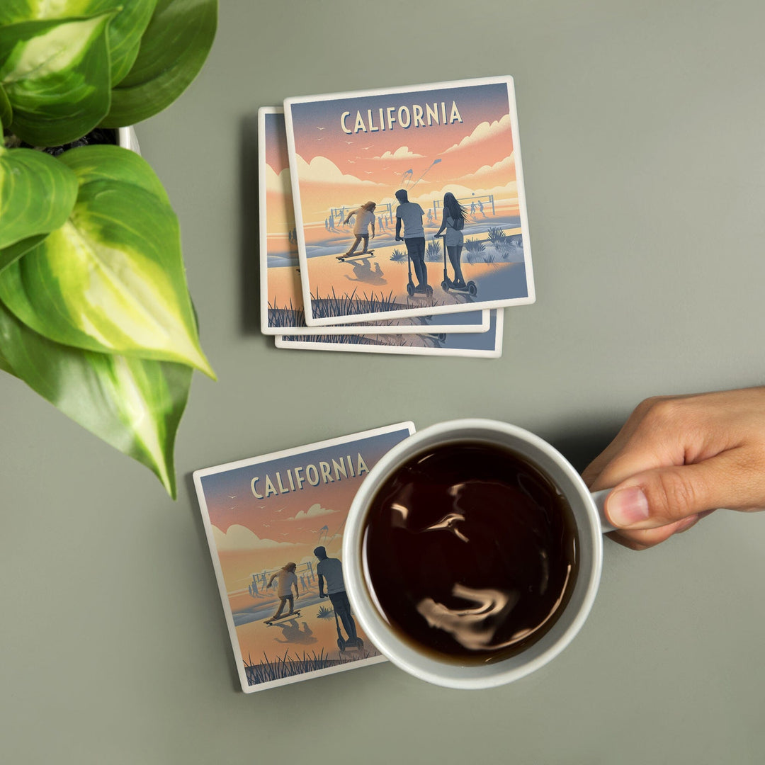 California, Lithograph, Enjoy the Ride, Longboards and Scooters, Coasters Coasters Lantern Press