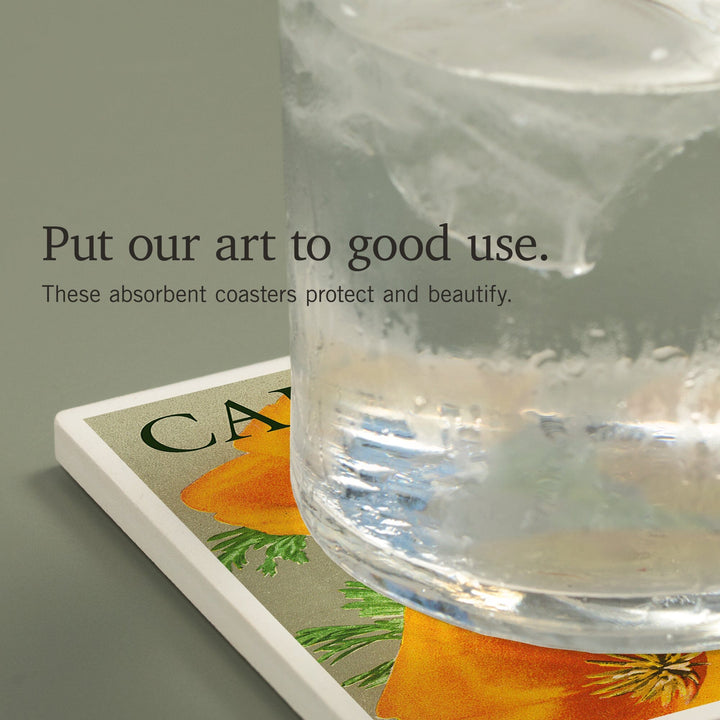 California, Poppies, Coasters Coasters Lantern Press