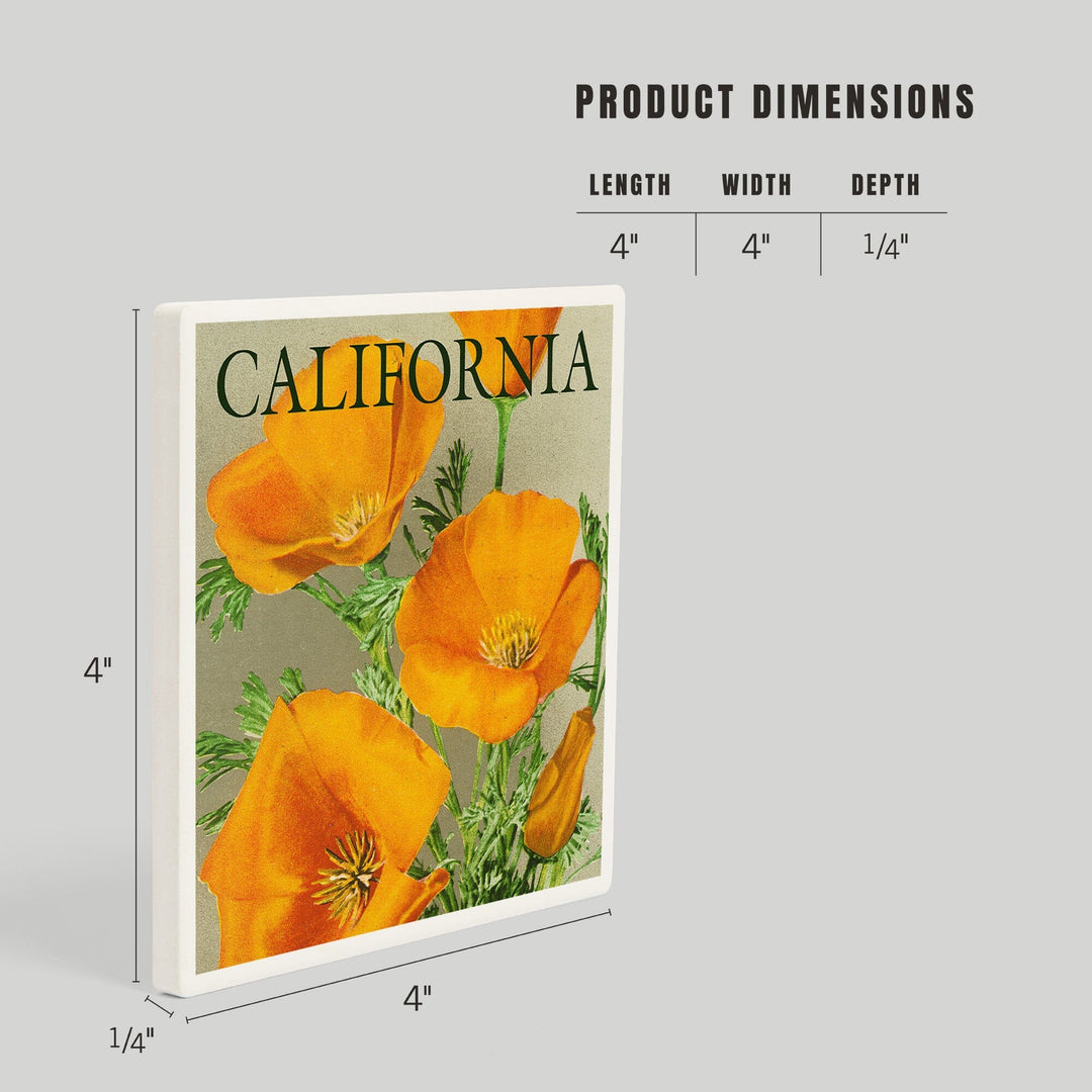 California, Poppies, Coasters Coasters Lantern Press