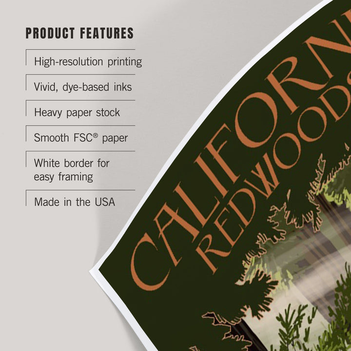 California, Redwoods and Deer, Art & Giclee Prints - Lantern Press