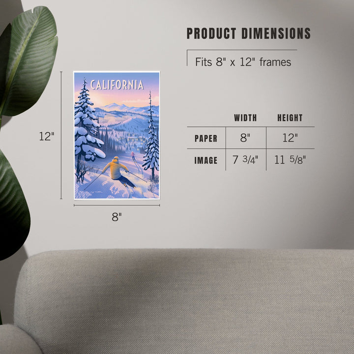 California, Ski for Miles, Skiing, Art & Giclee Prints Art Lantern Press