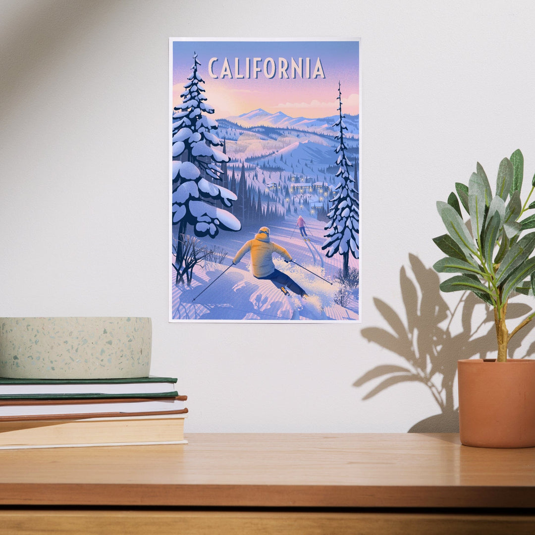 California, Ski for Miles, Skiing, Art & Giclee Prints Art Lantern Press