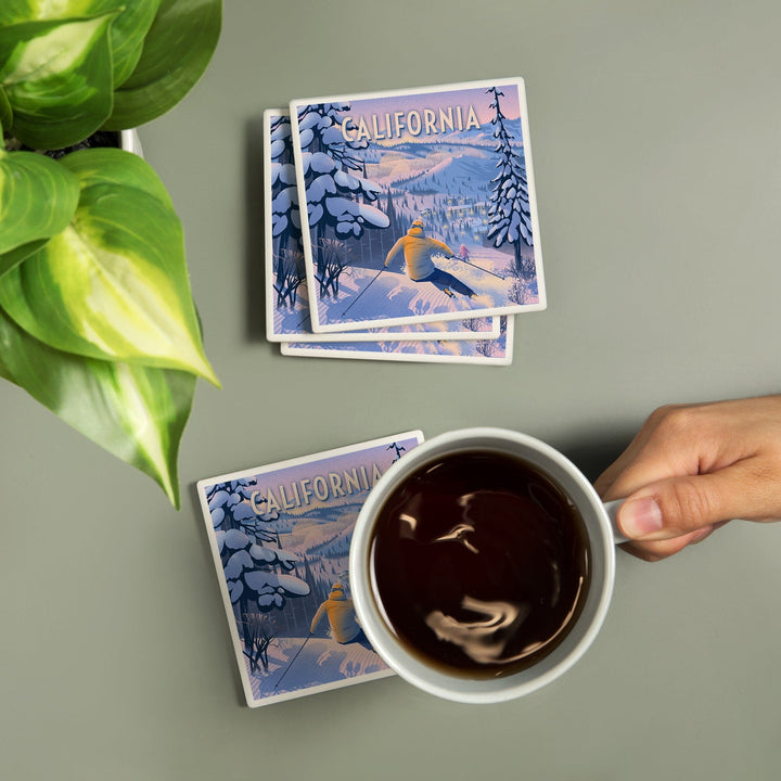 California, Ski for Miles, Skiing, Coasters Coasters Lantern Press