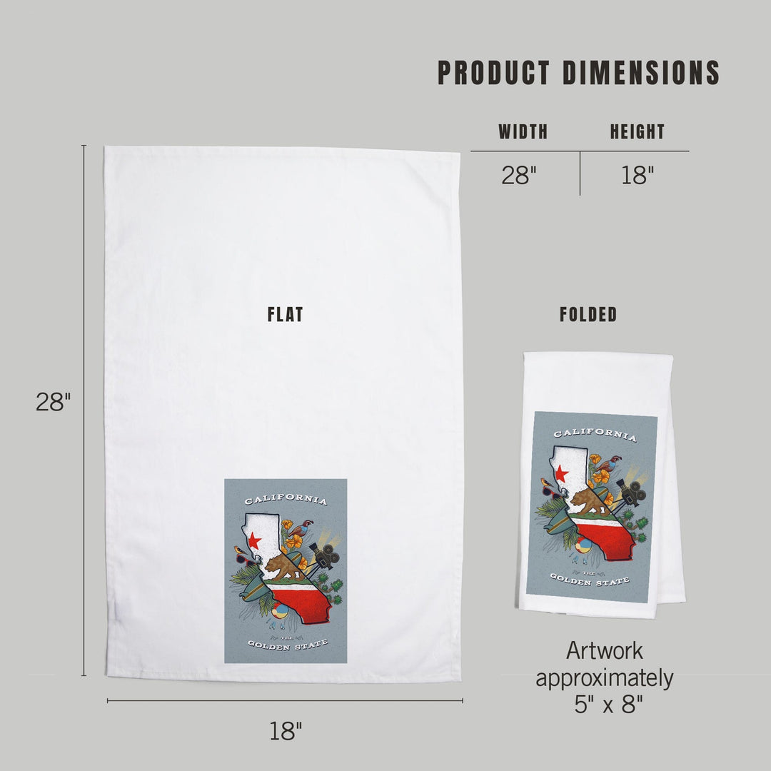 California, State Treasure Trove, State Series, Organic Cotton Kitchen Tea Towels Kitchen Lantern Press