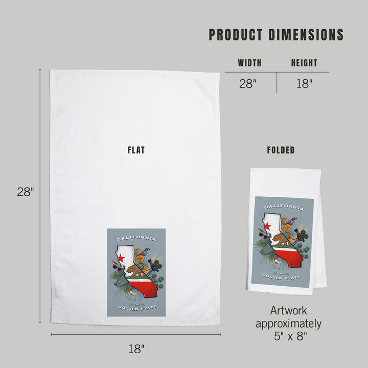 California, State Treasure Trove, State Series, Organic Cotton Kitchen Tea Towels Kitchen Lantern Press