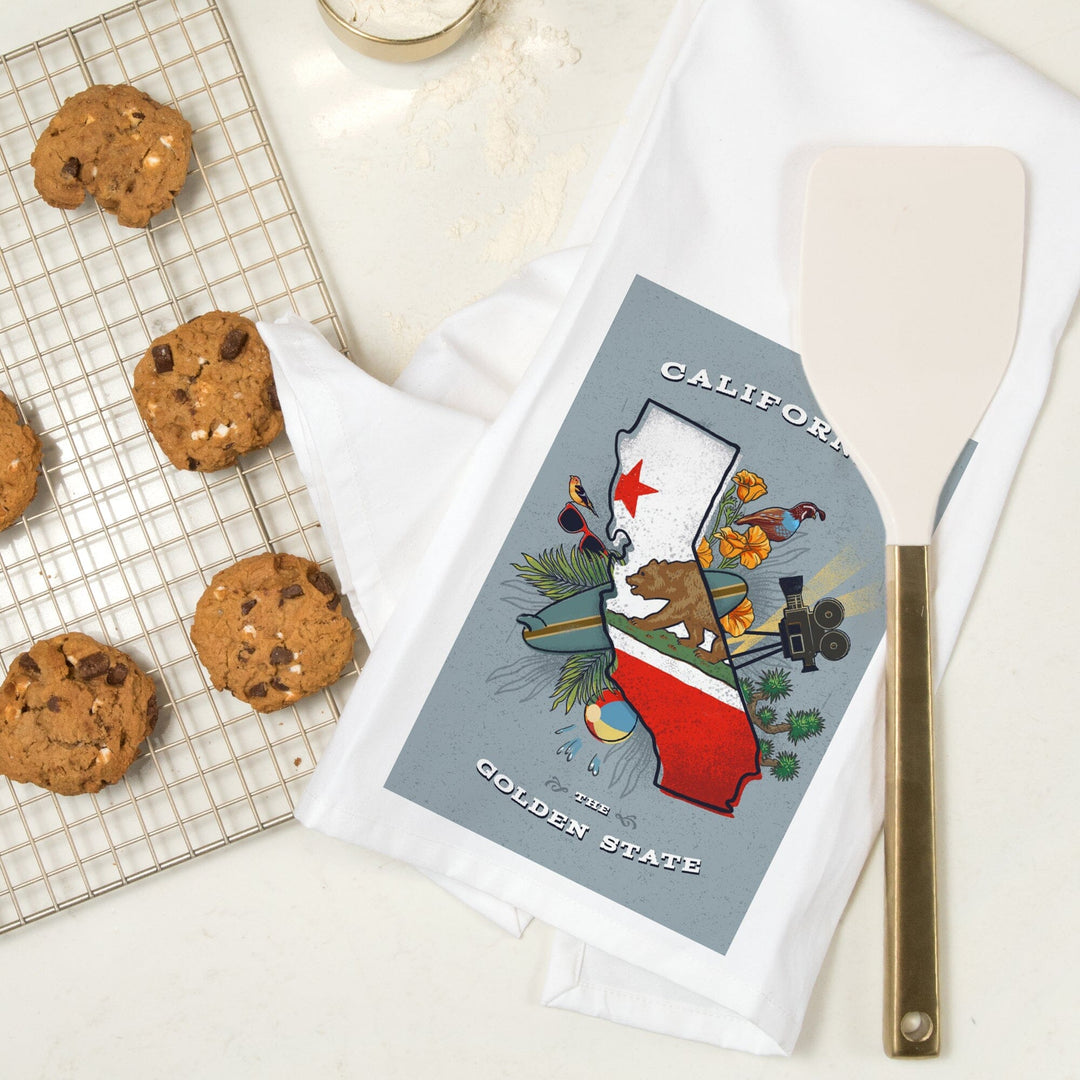 California, State Treasure Trove, State Series, Organic Cotton Kitchen Tea Towels Kitchen Lantern Press