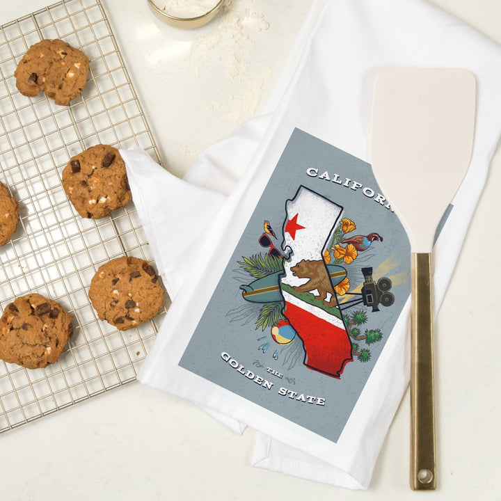 California, State Treasure Trove, State Series, Organic Cotton Kitchen Tea Towels Kitchen Lantern Press