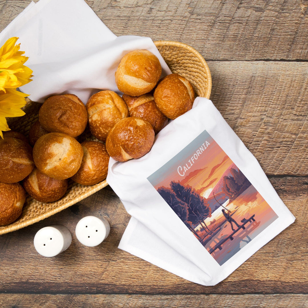 California, This is Living, Fishing, Organic Cotton Kitchen Tea Towels Kitchen Lantern Press