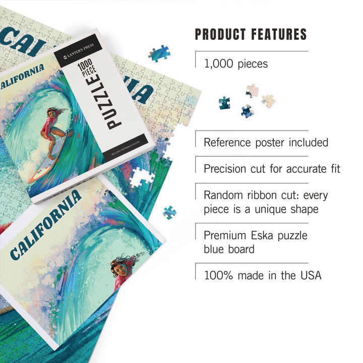 California, Vitamin Sea, Coastal Series, Surfer Girl, Jigsaw Puzzle Puzzle Lantern Press