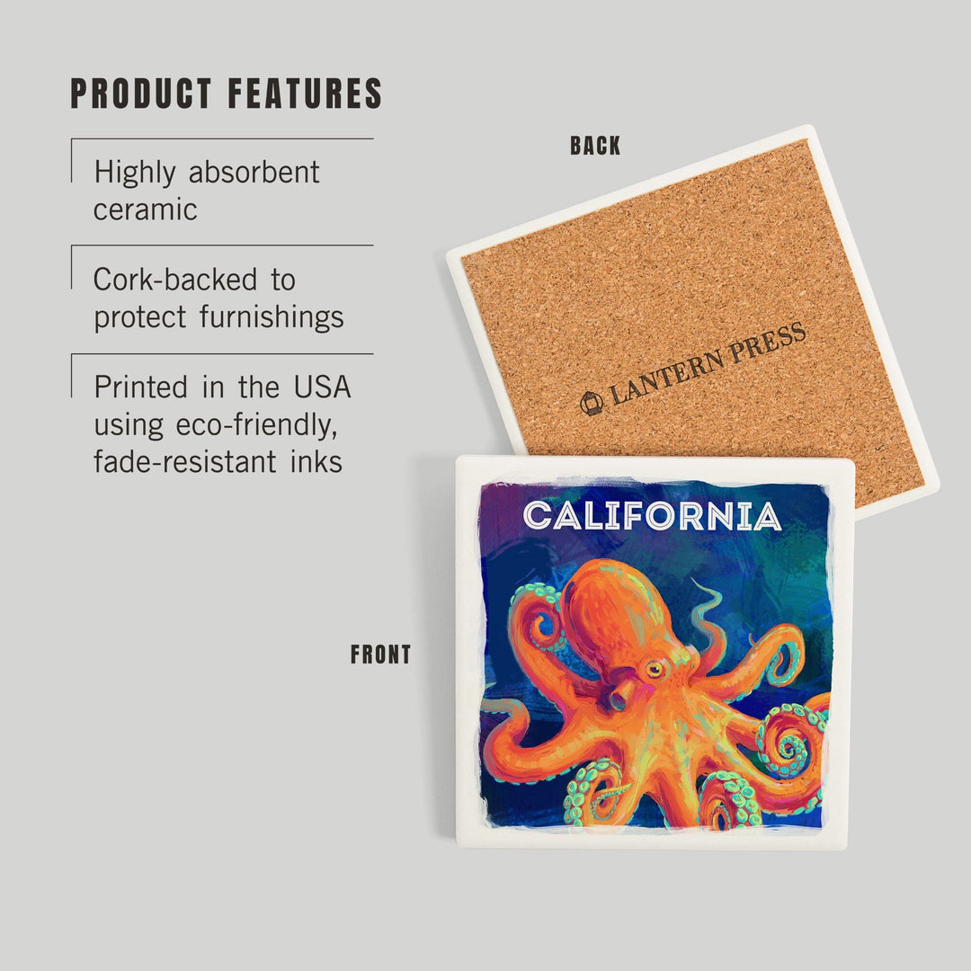 California, Vivid, Octopus, Coasters Coasters Lantern Press