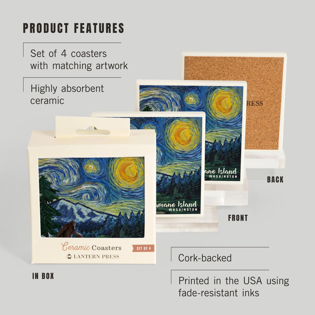 Camano Island, Washington, Bigfoot Country, Coasters Coasters Lantern Press