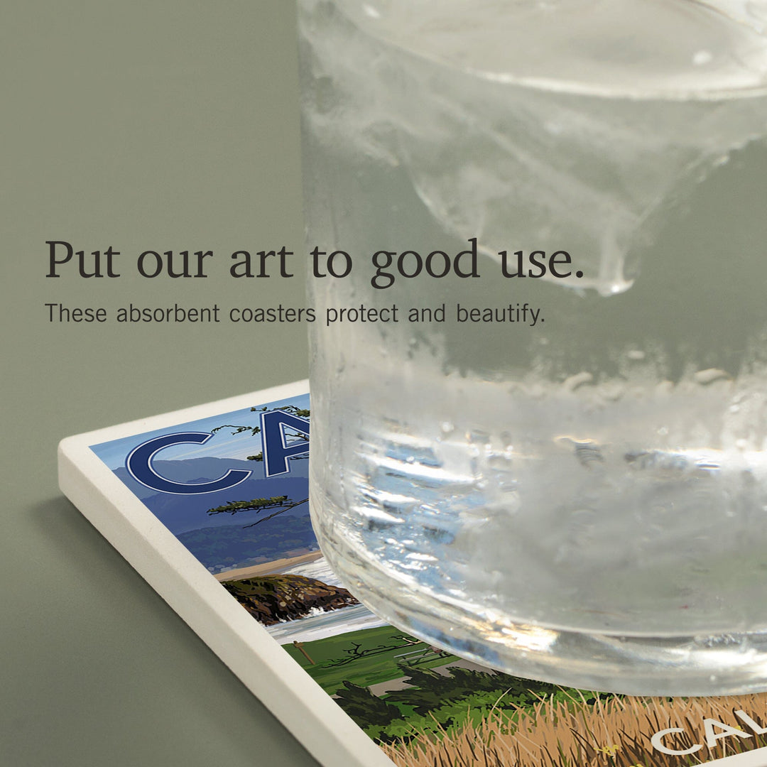 Cambria, California, Rocky Coastline, Coasters Coasters Lantern Press