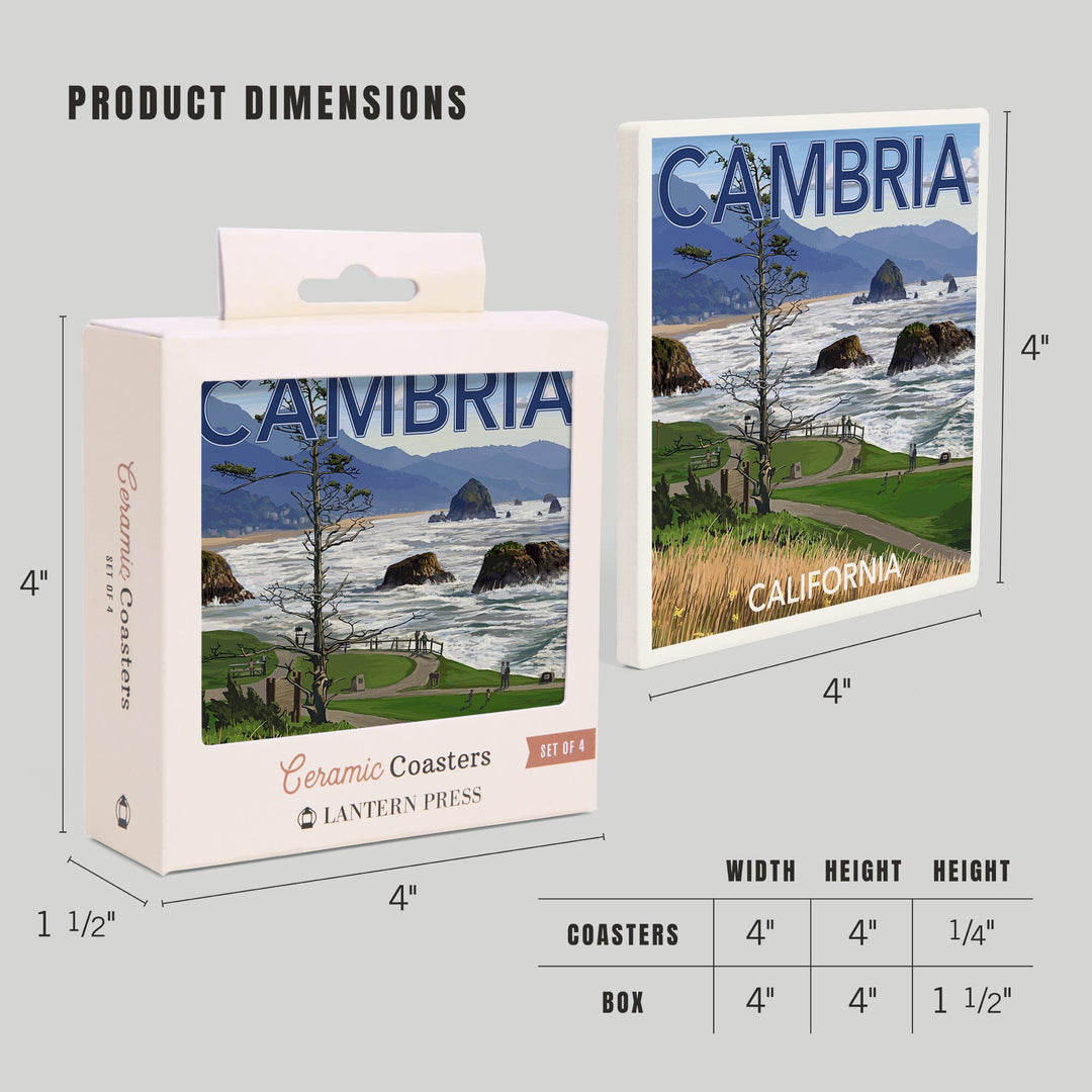 Cambria, California, Rocky Coastline, Coasters Coasters Lantern Press