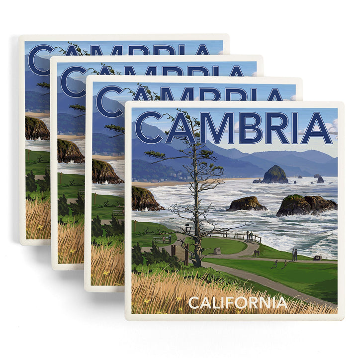 Cambria, California, Rocky Coastline, Coasters Coasters Lantern Press