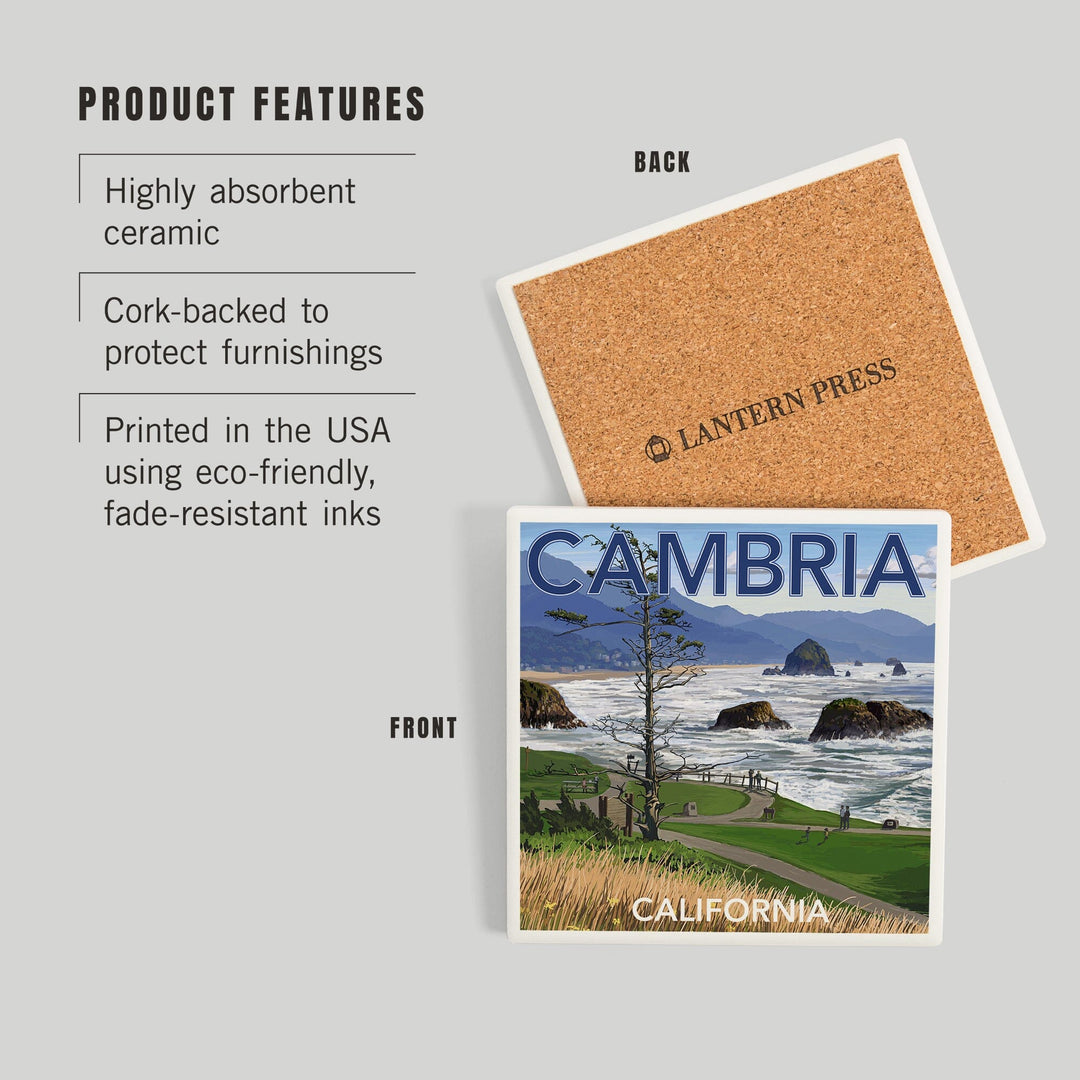 Cambria, California, Rocky Coastline, Coasters Coasters Lantern Press