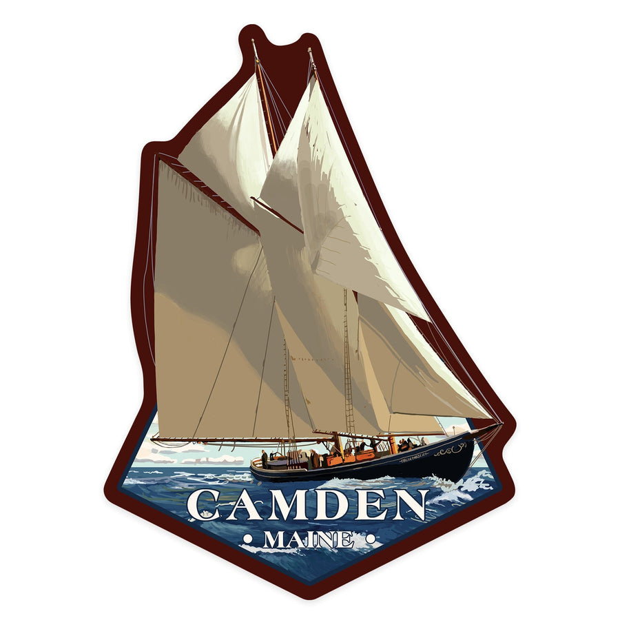 Camden, Maine, Bluenose II, Contour, Lantern Press Artwork, Vinyl Sticker - Lantern Press