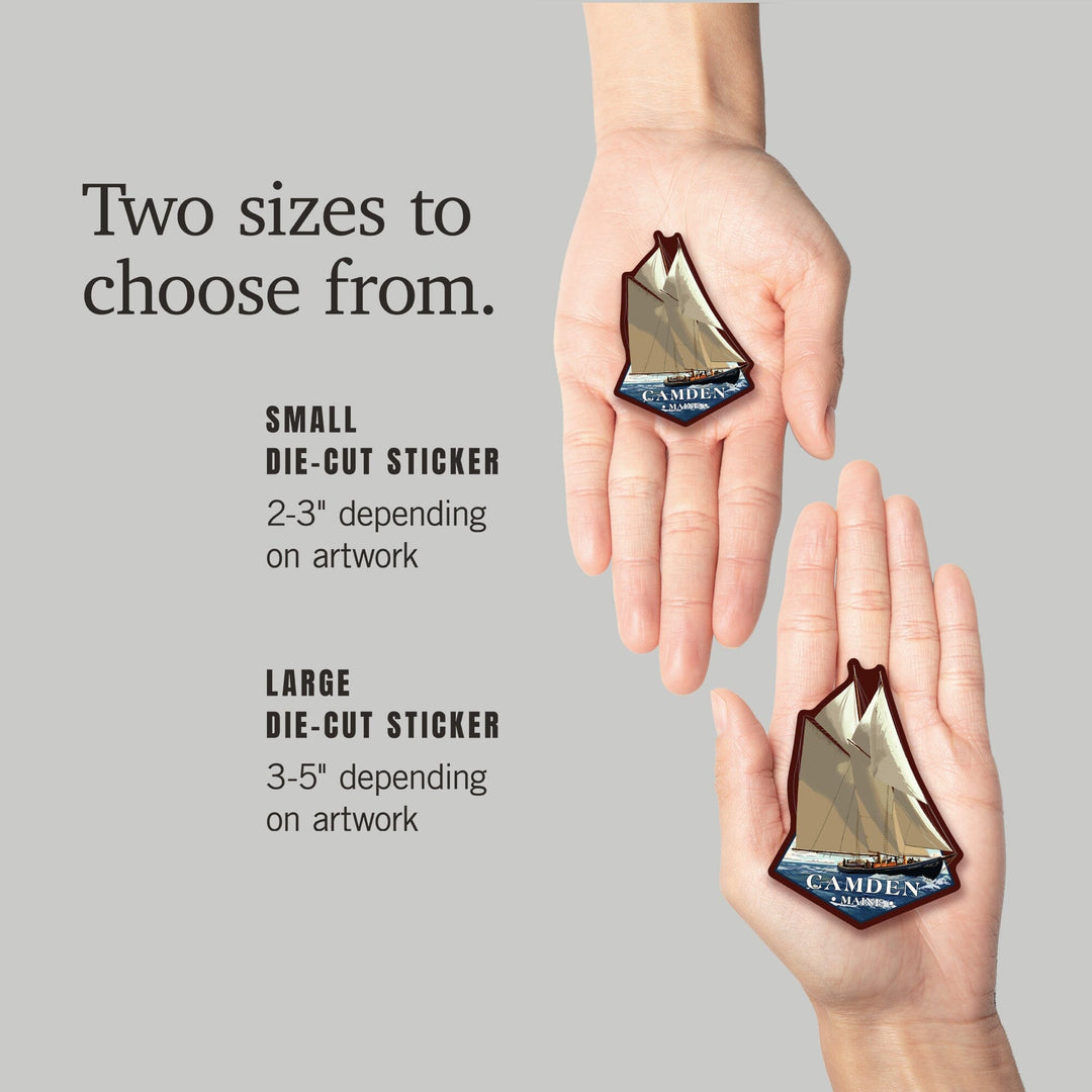 Camden, Maine, Bluenose II, Contour, Lantern Press Artwork, Vinyl Sticker - Lantern Press