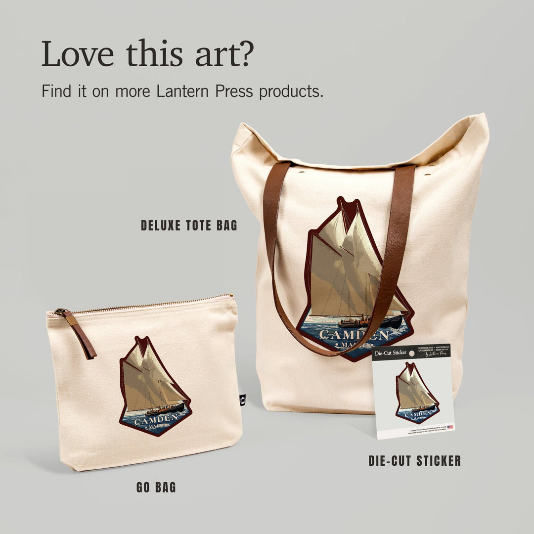 Camden, Maine, Bluenose II, Contour, Lantern Press Artwork, Vinyl Sticker - Lantern Press