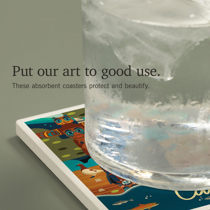 Canada, Animals, Geometric, Coasters Coasters Lantern Press