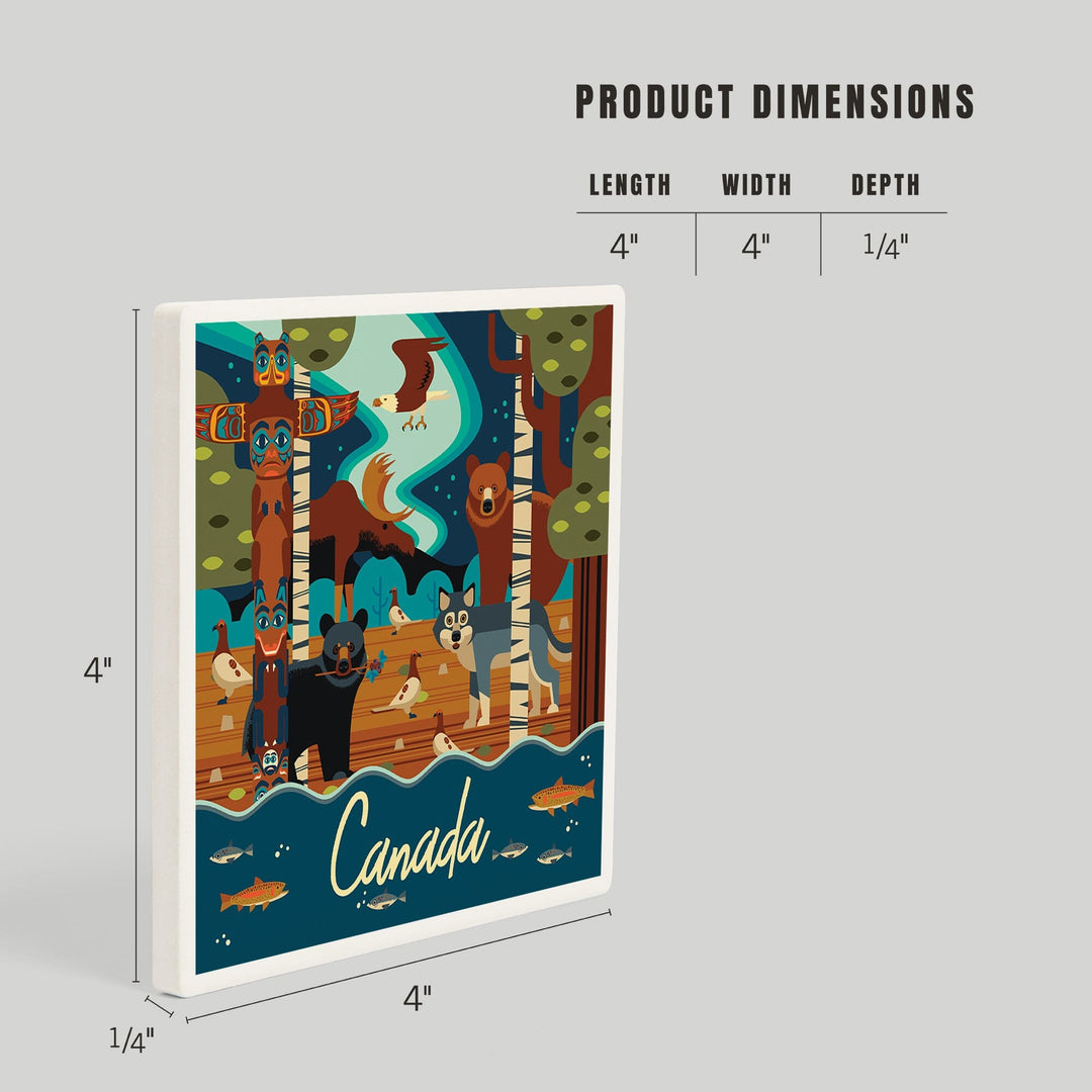 Canada, Animals, Geometric, Coasters Coasters Lantern Press