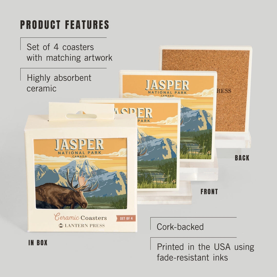 Canada, Jasper National Park, Moose, Painterly, Coasters Coasters Lantern Press