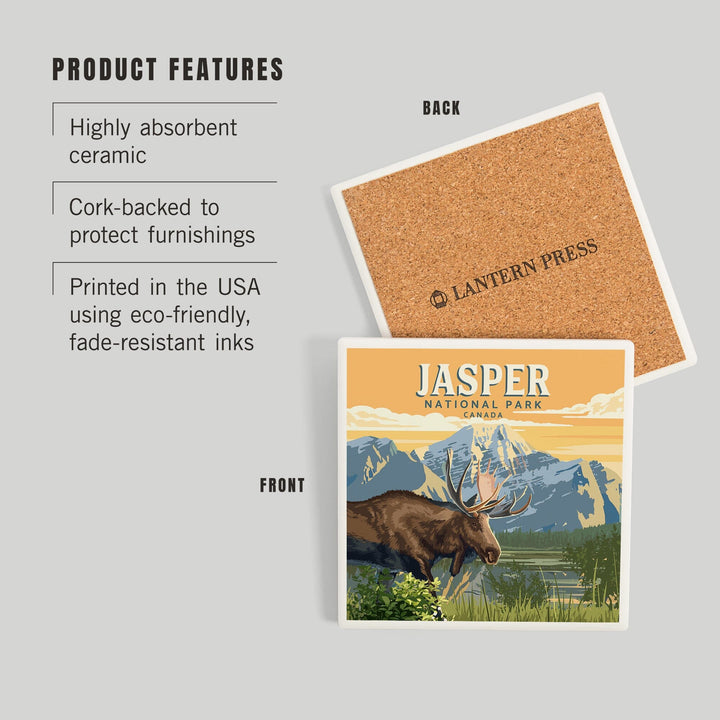 Canada, Jasper National Park, Moose, Painterly, Coasters Coasters Lantern Press