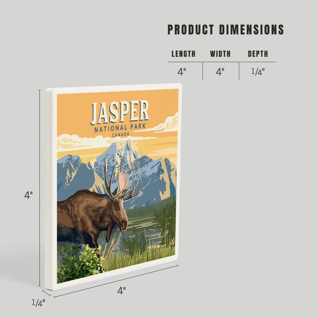 Canada, Jasper National Park, Moose, Painterly, Coasters Coasters Lantern Press