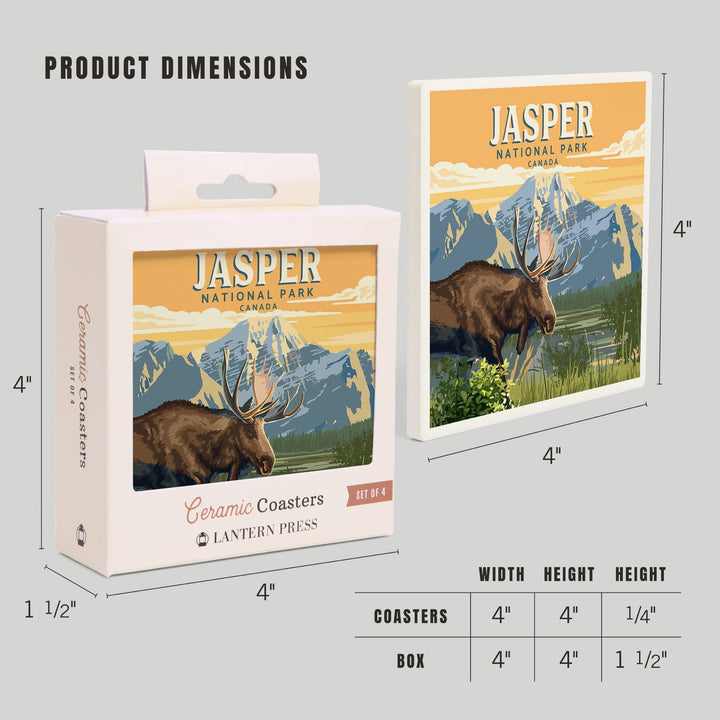 Canada, Jasper National Park, Moose, Painterly, Coasters Coasters Lantern Press