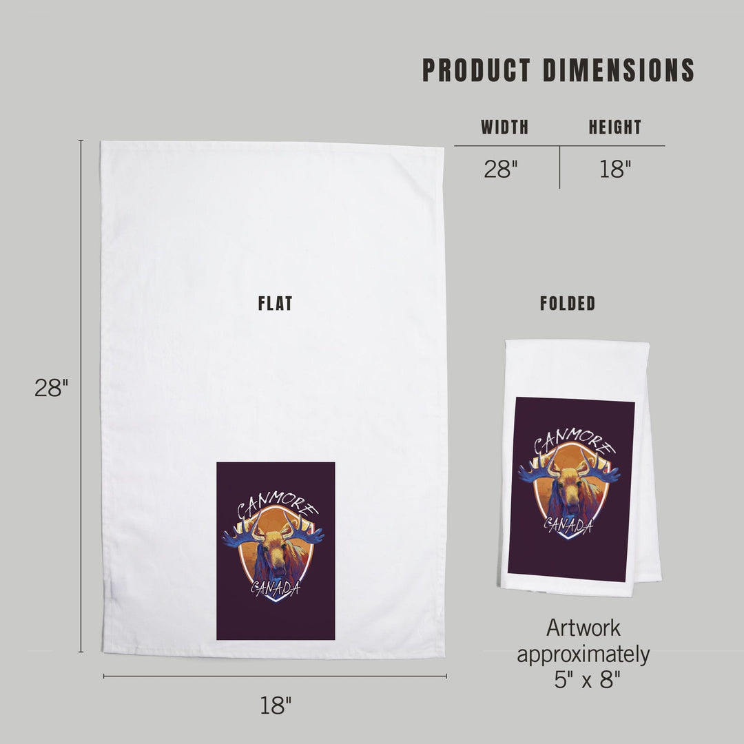 Canmore, Canada, Vivid Moose, Contour, Organic Cotton Kitchen Tea Towels Kitchen Lantern Press