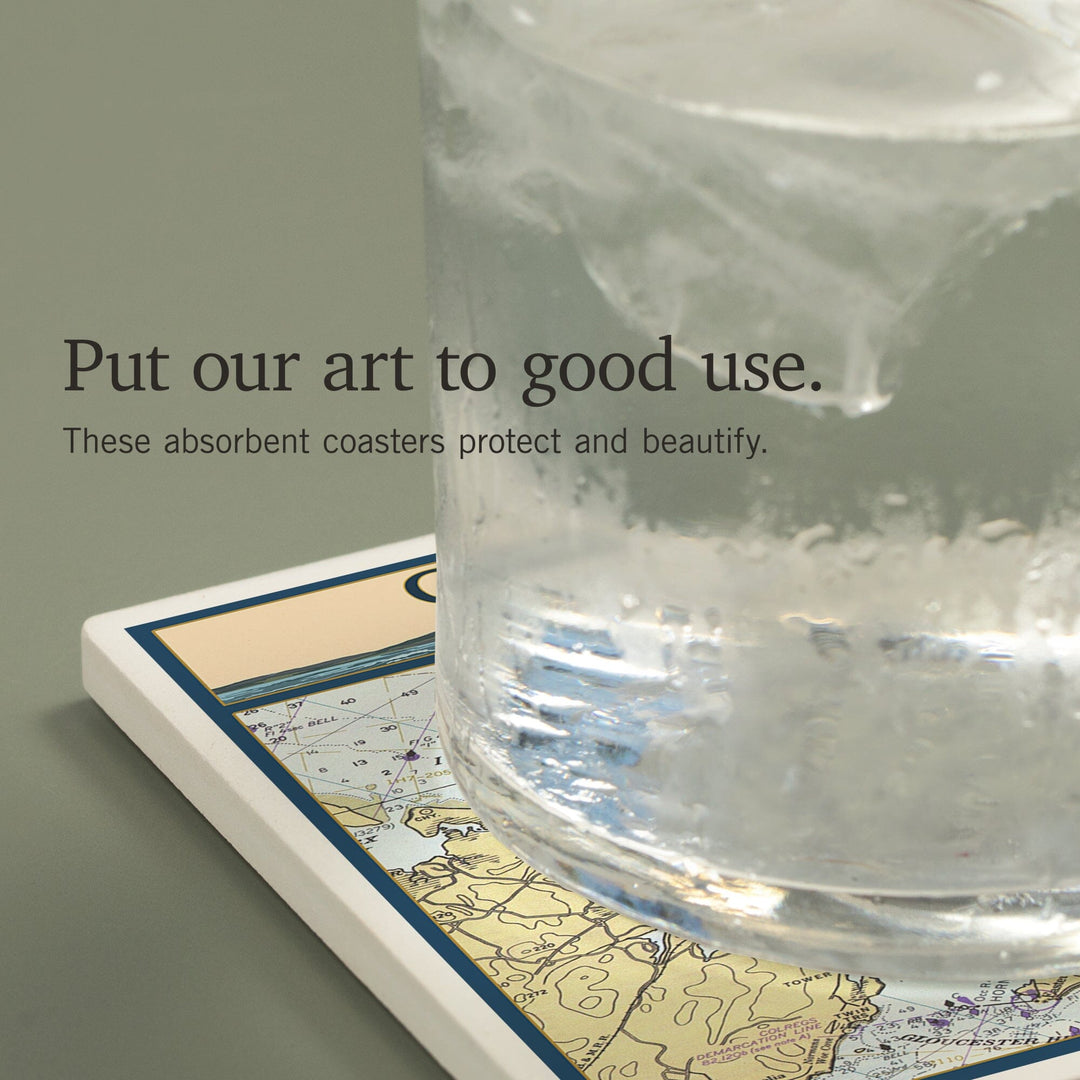 Cape Ann, Massachusetts, Nautical Chart, Coasters Coasters Lantern Press