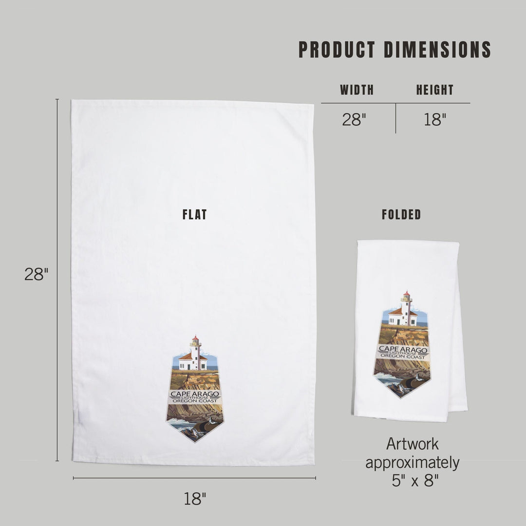 Cape Arago Lighthouse, Oregon, Oregon Coast, Contour, Organic Cotton Kitchen Tea Towels Kitchen Lantern Press