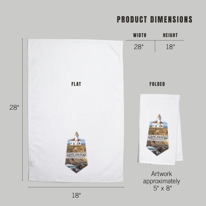 Cape Arago Lighthouse, Oregon, Oregon Coast, Contour, Organic Cotton Kitchen Tea Towels Kitchen Lantern Press