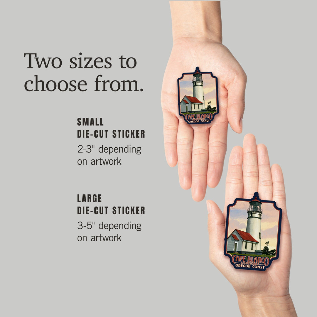 Cape Blanco Lighthouse, Oregon, Oregon Coast, Contour, Vinyl Sticker Sticker Lantern Press
