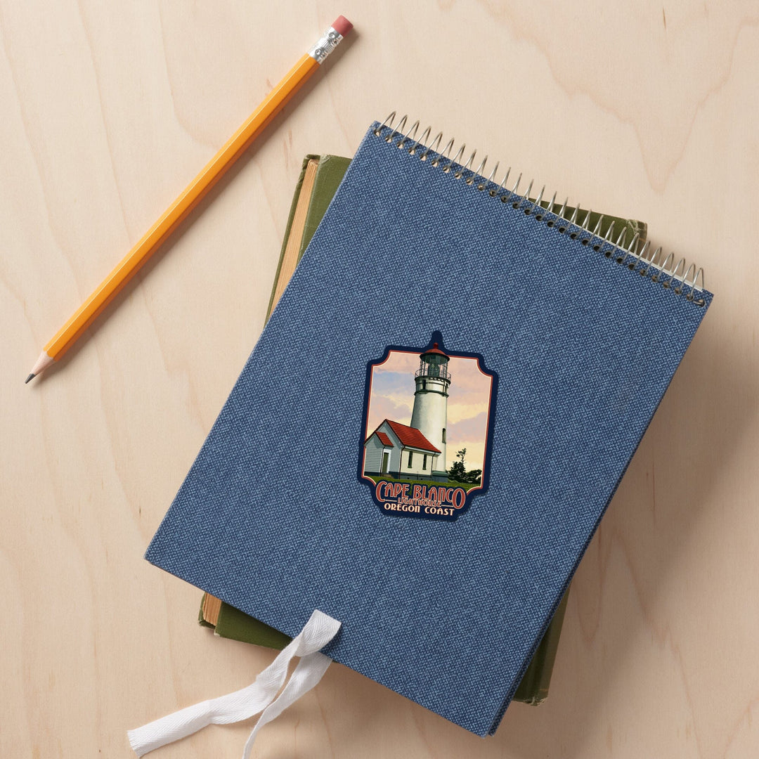 Cape Blanco Lighthouse, Oregon, Oregon Coast, Contour, Vinyl Sticker Sticker Lantern Press